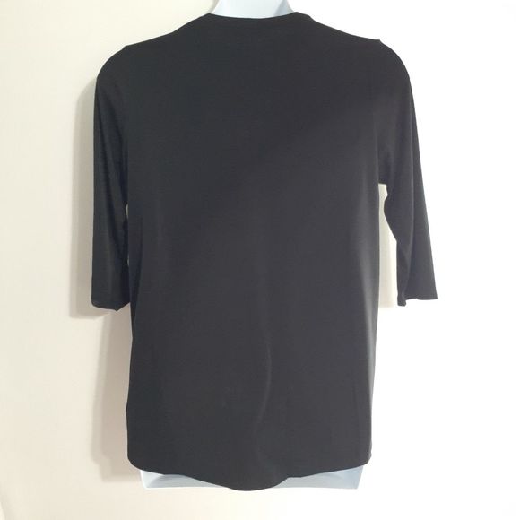 Woman Within Black Swingy 3/4 Sleeve Henley Tunic Top w/Buttons 14/16 NWOT - Picture 7 of 14